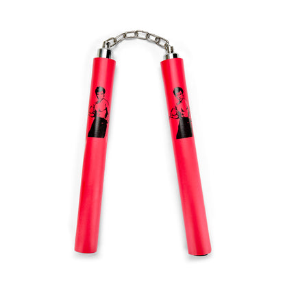 NR-021A: Foam Nunchaku with Metal B/Bearing. All Red Bruce Lee -