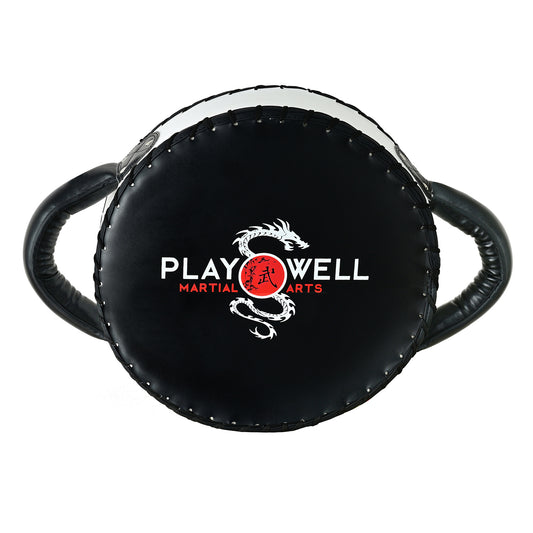 Elite Pro Round Boxing Striking Shield - Black/White