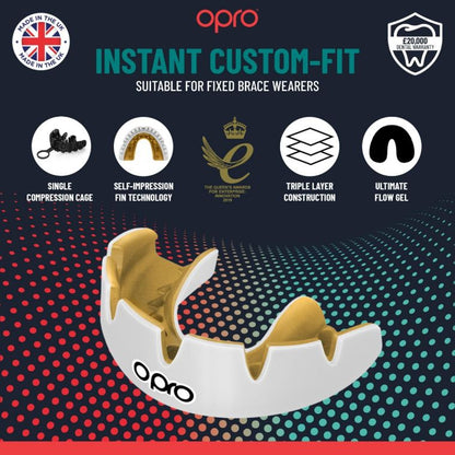 Opro Adults Instant Custom Fit Mouth Guard For Braces - White