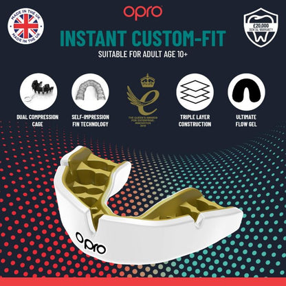 Opro Adults Instant Custom Fit Mouth Guard - White