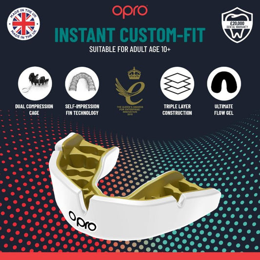 Opro Adults Instant Custom Fit Mouth Guard - White