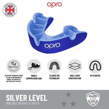 Opro UFC Adults Silver Self Fit Mouth Guard - Black