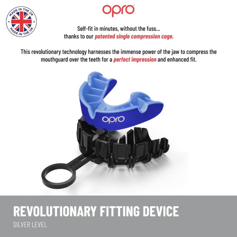 Opro UFC Adults Silver Self Fit Mouth Guard - Black