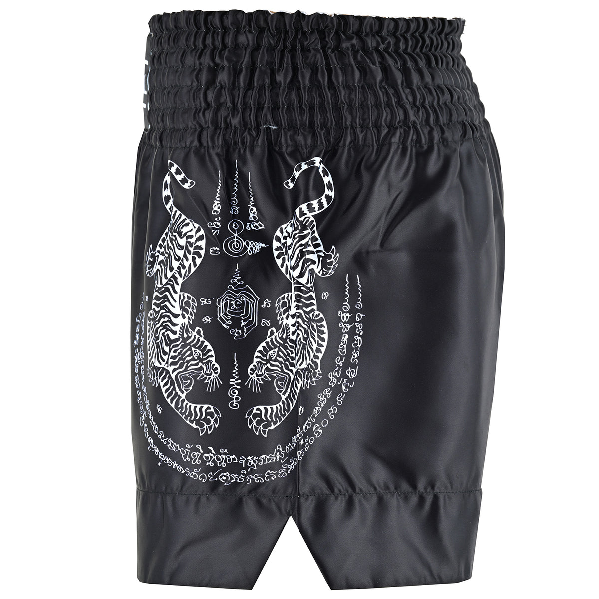 Twin Tiger Satin Muay Thai Competition Fight Shorts - Black/Whit