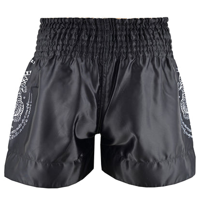 Twin Tiger Satin Muay Thai Competition Fight Shorts  - Black