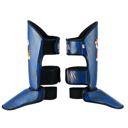 PMA Kids Blue Tiger Muay Thai Boxing Gloves & Shin Pads Set