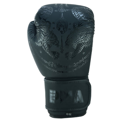 PMA Twin Tigers Muay Thai Boxing Gloves & Shin Pads Set - Black