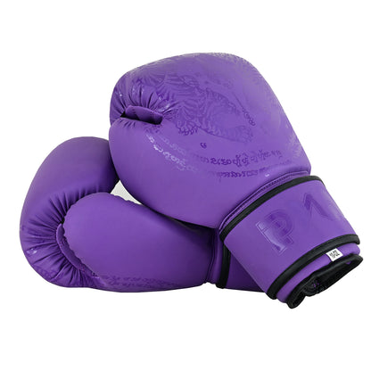 PMA Twin Tigers Muay Thai Boxing Gloves & Shin Pads Set - Purple