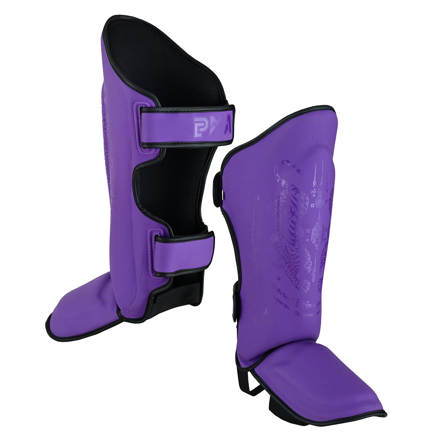 PMA Twin Tigers Muay Thai Boxing Gloves & Shin Pads Set - Purple