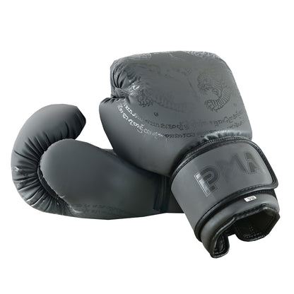 PMA Twin Tigers Muay Thai Boxing Gloves & Shin Pads Set - Grey