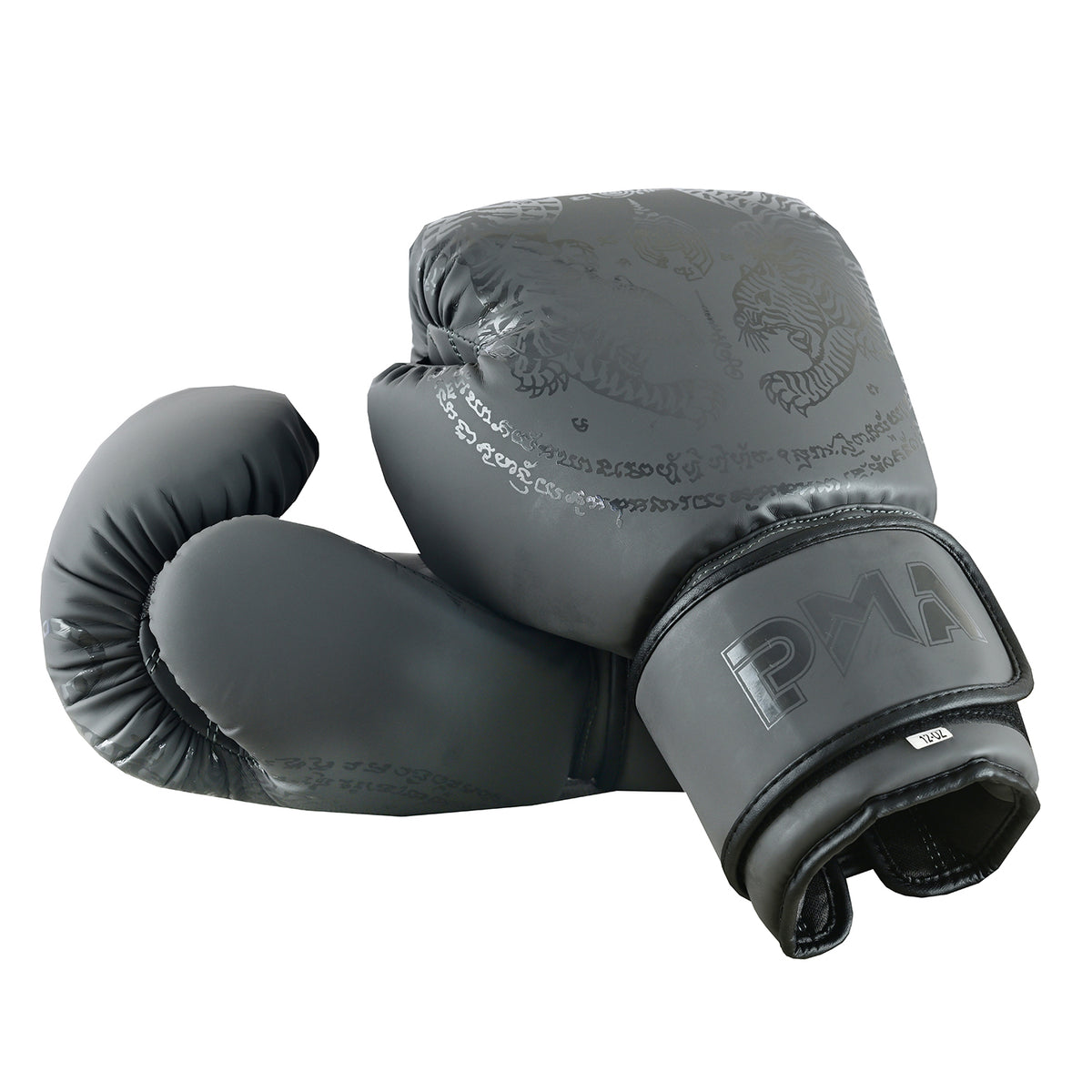 PMA Twin Tigers Muay Thai Boxing Gloves & Shin Pads Set - Grey