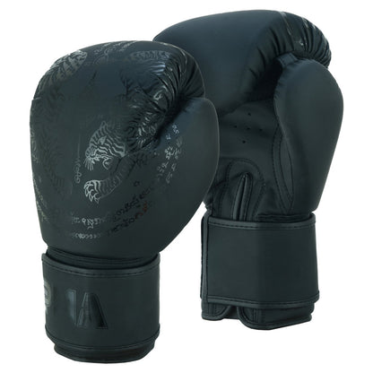 Twin Tigers Muay Thai Boxing Gloves, Shin Pads & Shorts - Black