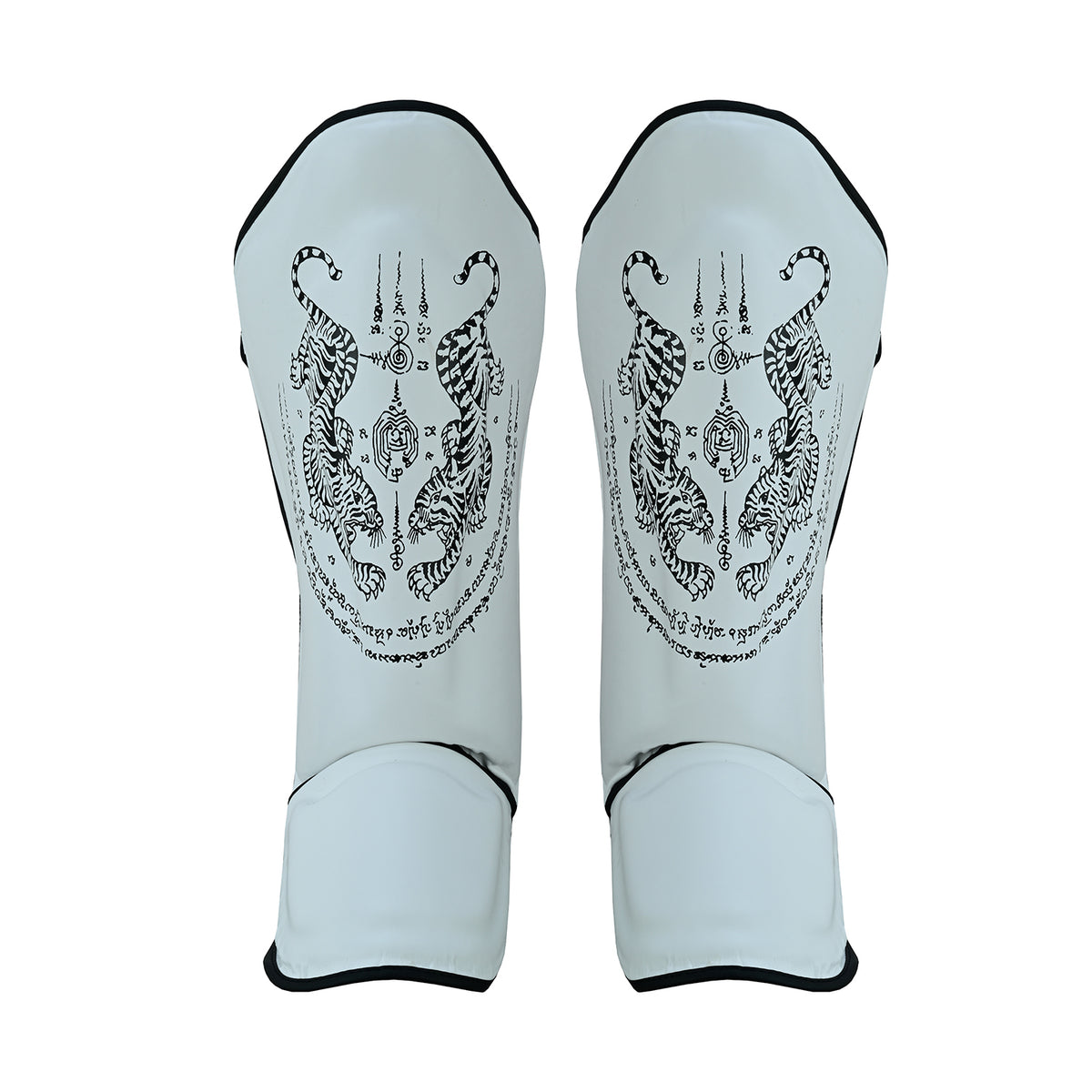 Twin Tigers Muay Thai Boxing Gloves, Shin Pads & Shorts - White