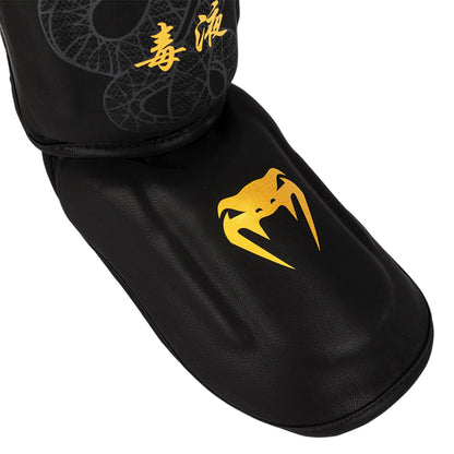 Venum Serpenti Muay Thai/ MMA Shin Guards - Black/Silver/Gold