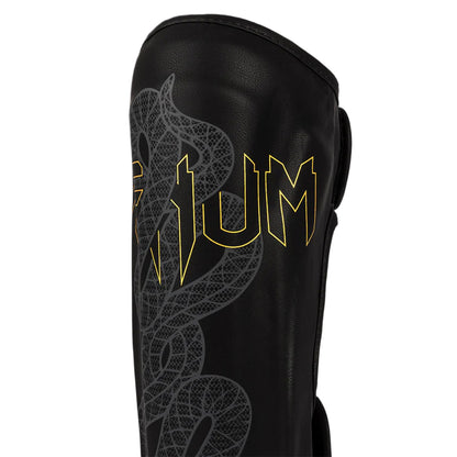 Venum Serpenti Muay Thai/ MMA Shin Guards - Black/Silver/Gold