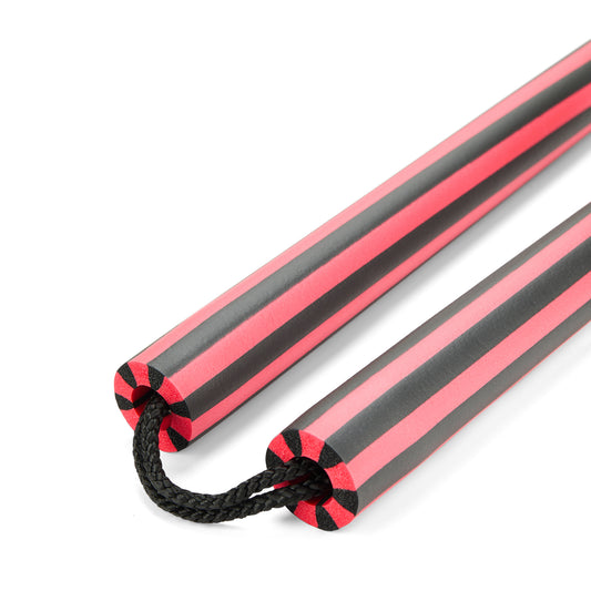NR-003: Foam Nunchaku with Cord Black/ Red stripes