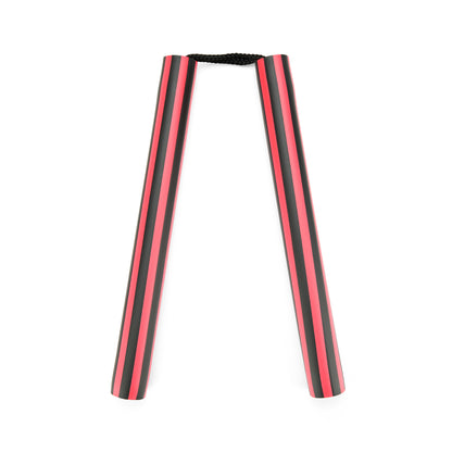 NR-003: Foam Nunchaku with Cord Black/ Red stripes