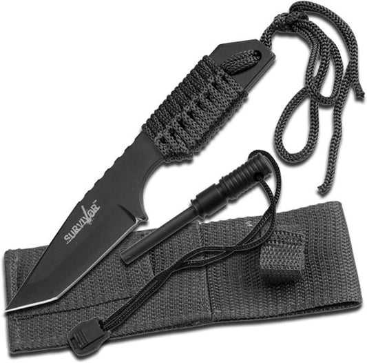 Survivor 7" Tanto Fixed Blade Paracord Knife  - HK-106320B