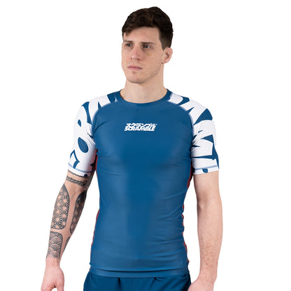 Scramble Baka Short Sleeve Rash Guard - Blue