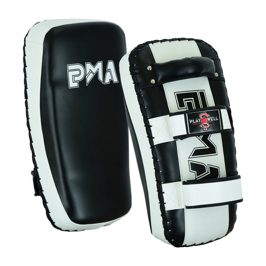 Deluxe Muay Thai Curved Air Tech Arm Pads,  - Black/White SINGLE