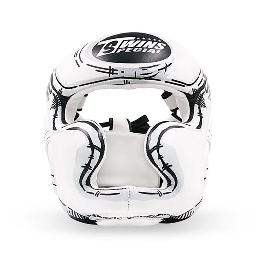 Twins HGL3 White Leather Sparring Comic Head Guard