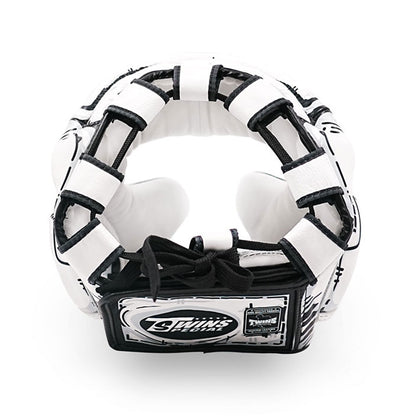 Twins HGL3 White Leather Sparring Comic Head Guard
