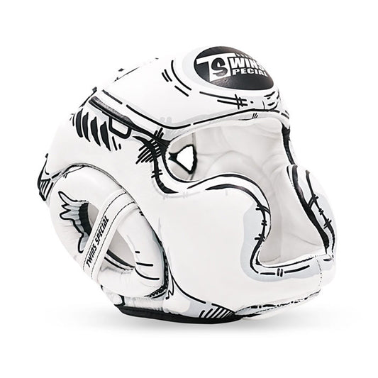 Twins HGL3 White Leather Sparring Comic Head Guard