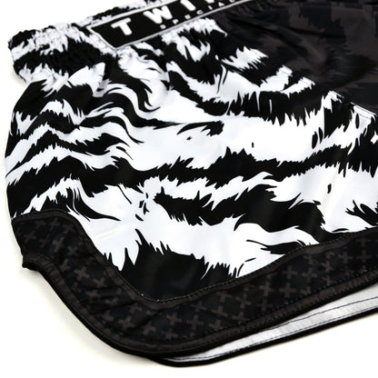 Twins Jungle  Muay thai Shorts - Black/White