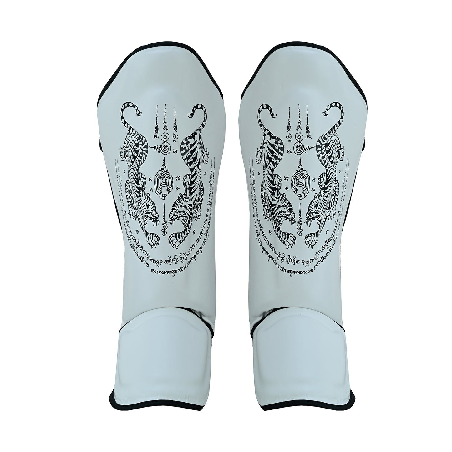 Pro MMA Stand Up Muay Thai Twin Tiger Shin Instep Guards - White