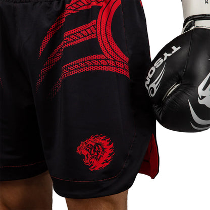 Venum x Mike Tyson Tiger Boxing Shorts - Deep Black/Intense Red