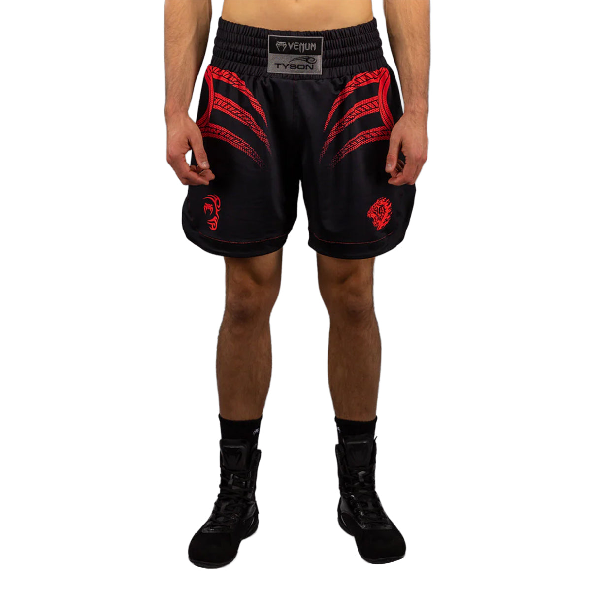 Venum x Mike Tyson Tiger Boxing Shorts - Deep Black/Intense Red