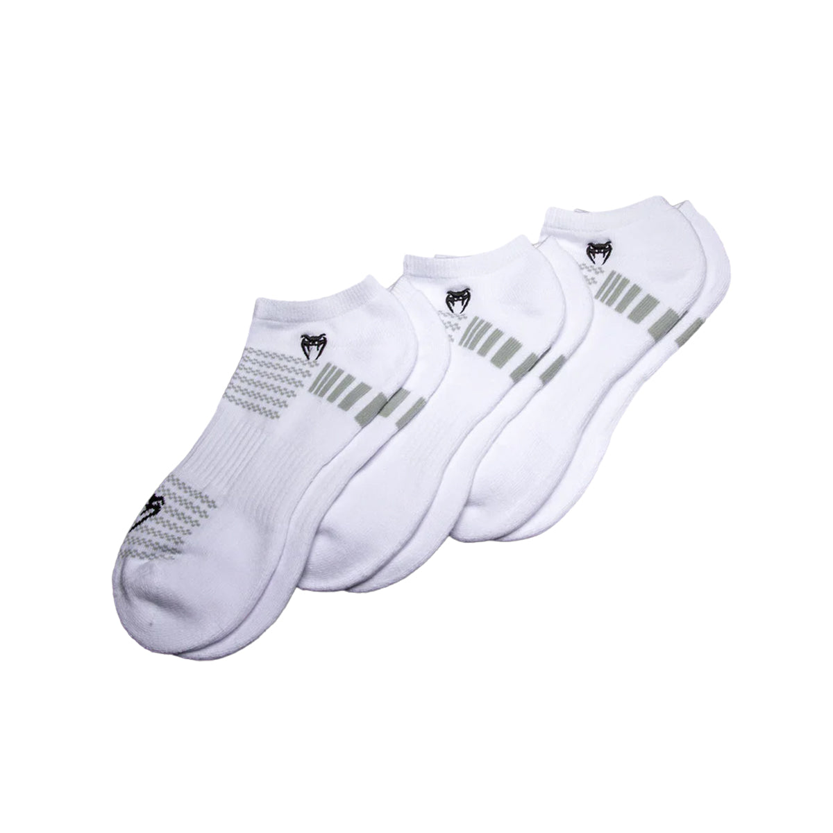 Venum Vector No-Show Socks 3 Pack - ( Large Size ) - White/Grey
