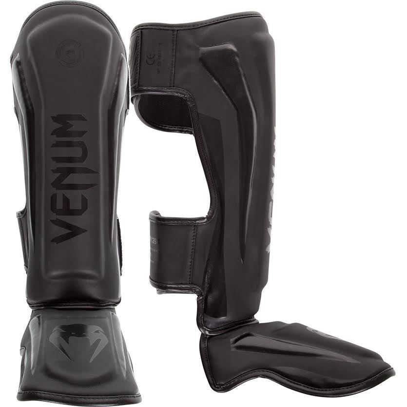 Venum Muay Thai Stand Up Elite Shin Guards - Black/Black