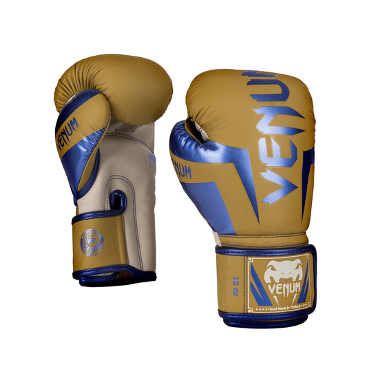 Venum Elite Boxing Gloves - Camel/Blue