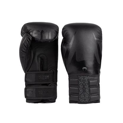 Venum Reverso Leather Boxing Gloves - Black/Black