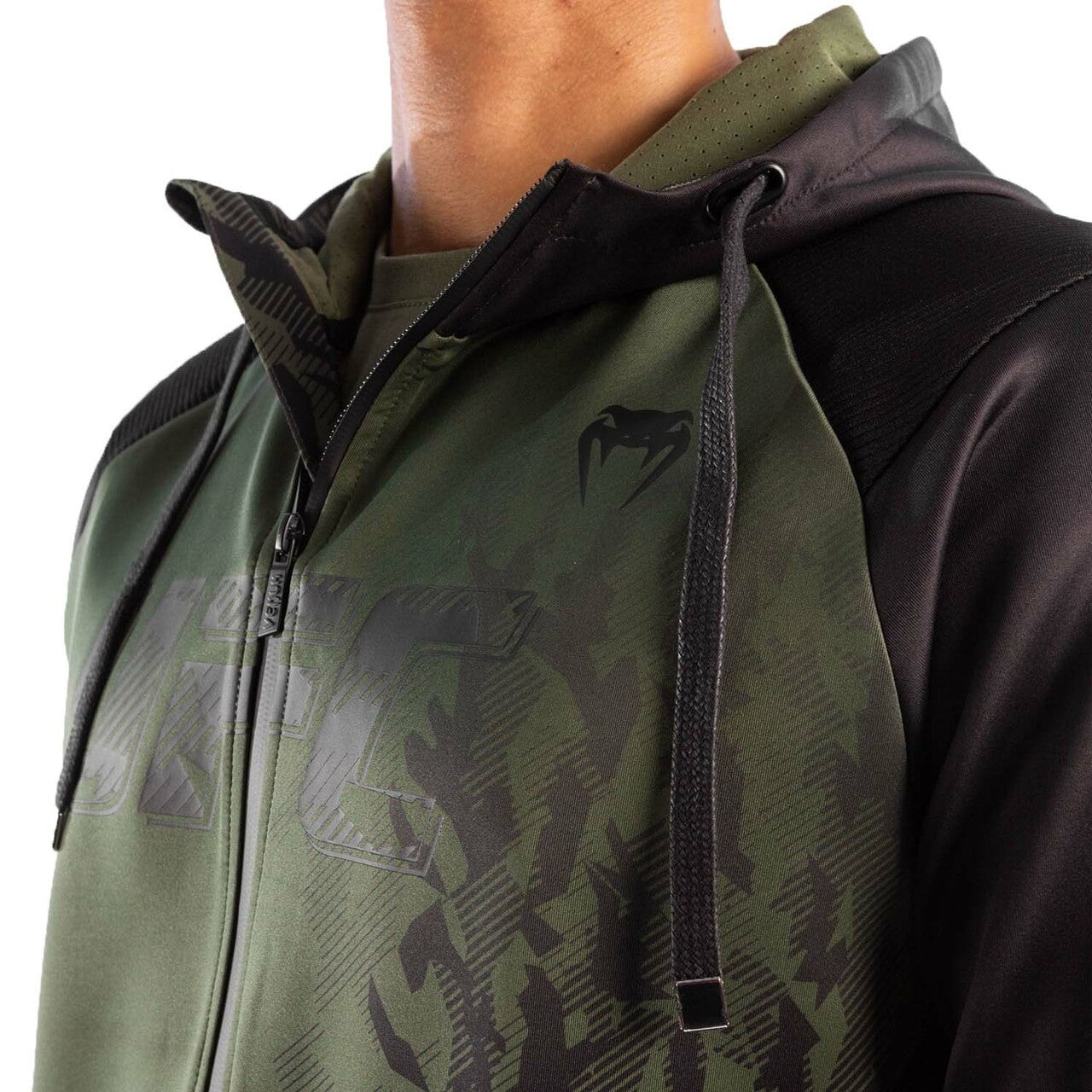 Venum x UFC Authentic Fight Week Polyester Hoodie - Black/Khaki