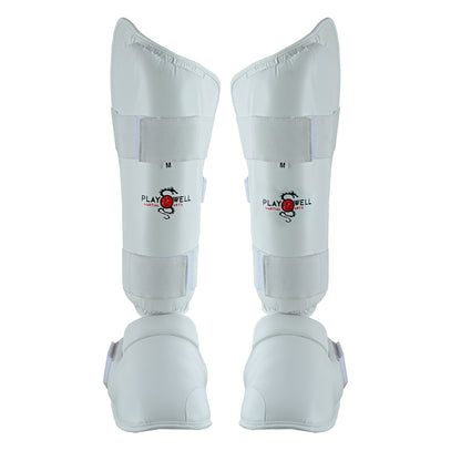 WUKF Style Karate Competion White Shin Guards  - Pair