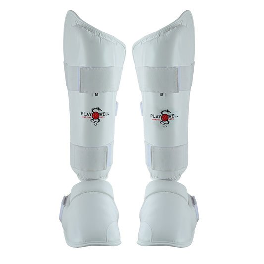 WUKF Style Karate Competion White Shin Guards  - Pair