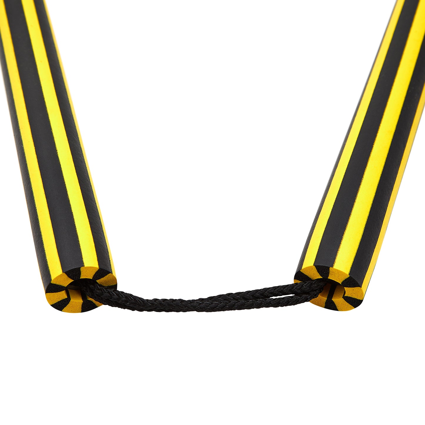 NR-014B: Foam Nunchaku with Cord Yellow / Black Stripes