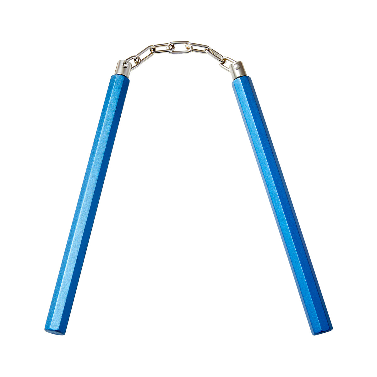 Heavy Slim Octagonal Aluminium Nunchaku With Chain: Blue - 10"