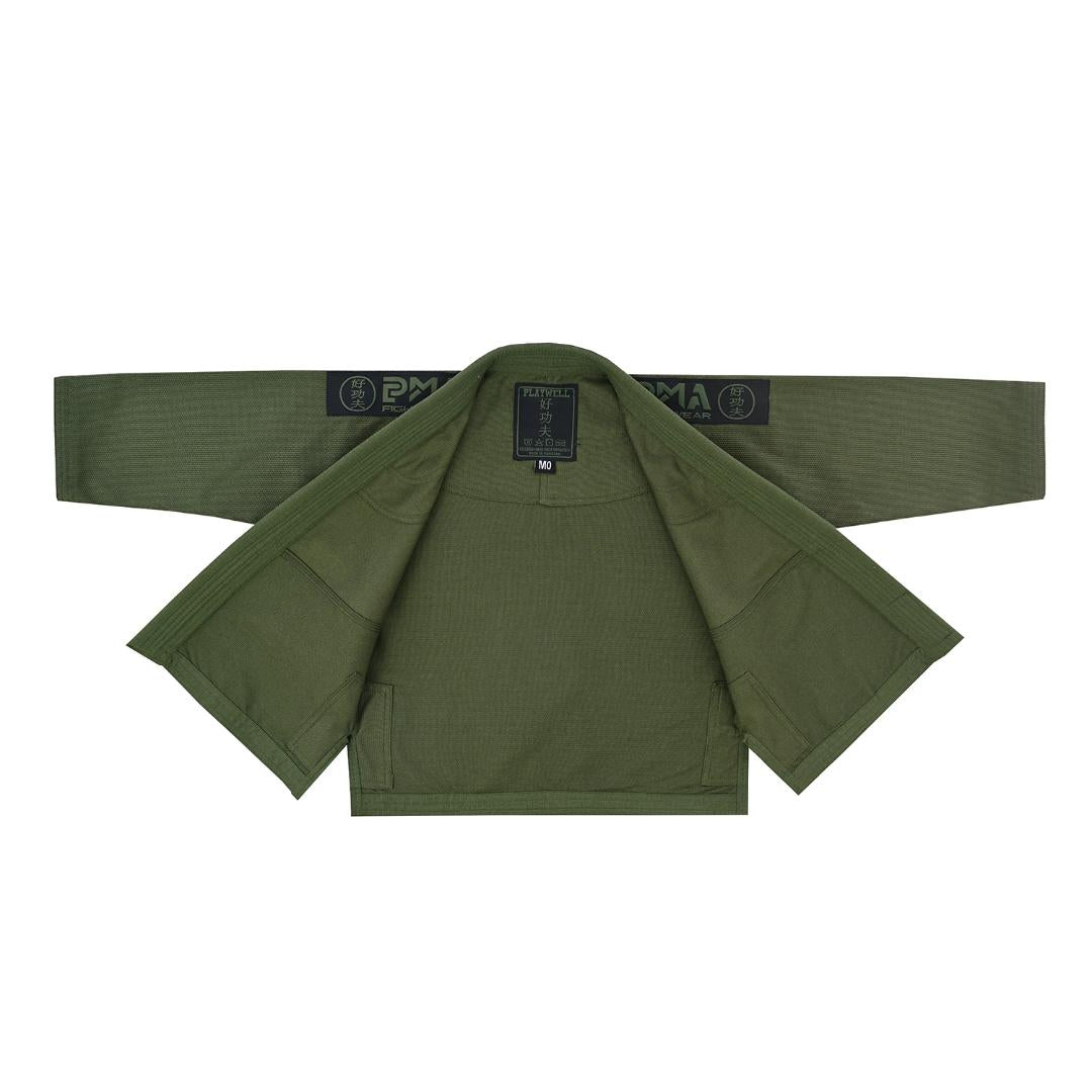 PMA Kids Elite Pearl Weave Jiu Jitsu Gi - Military Green