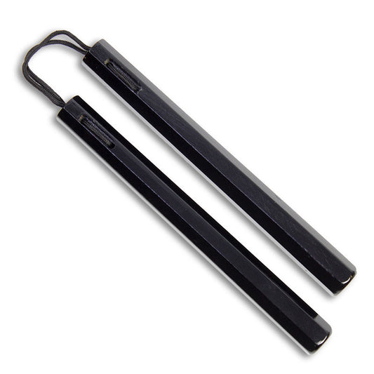 NR-03714: Nunchaku Octagonal with Cord  14" : Black - PRE ORDER