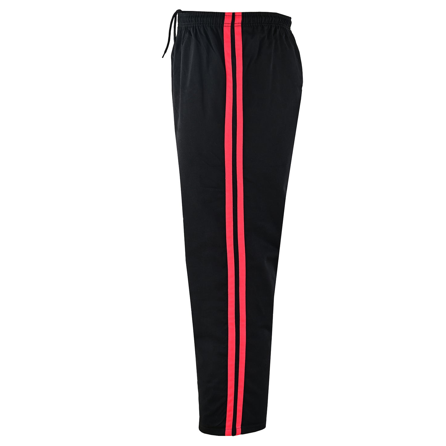 Full Contact Trousers - Black W/ 2 Red Stripes Cotton