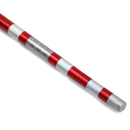 Chrome Competition Silver/Red Lotus Wood Bo Staff - 60 Inches