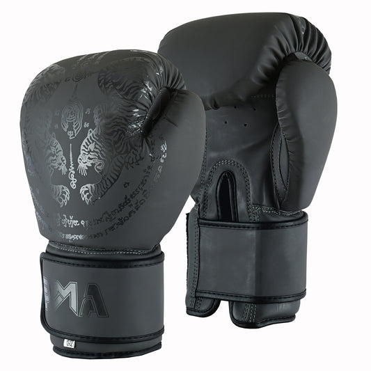 Playwell Matte "Twin Tiger" Boxing Gloves - Grey