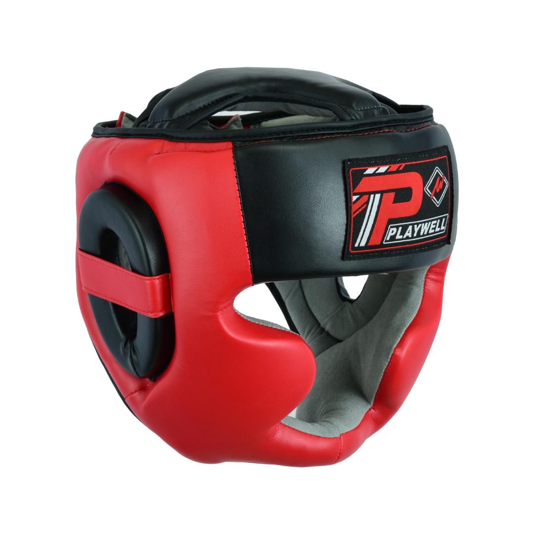 Childrens Boxing Full Face Head Guard -  Black/Red - XXS