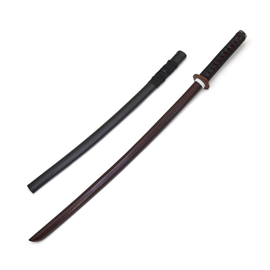 Wooden Roped Bokken With Plastic Scabbard - Cherry Oak