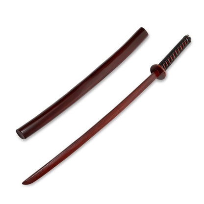 Wooden Roped Bokken With Scabbard  - Cherry Oak - PRE ORDER