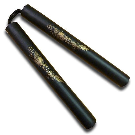 NR-007: Foam Nunchaku with Cord All Black Dragon - PRE ORDER