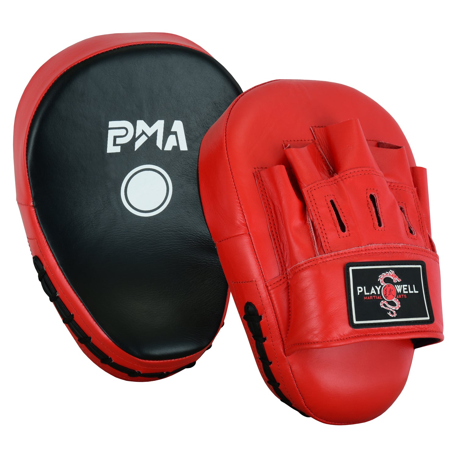 Deluxe PMA Curved Leather Focus Pads  -  Red/Black